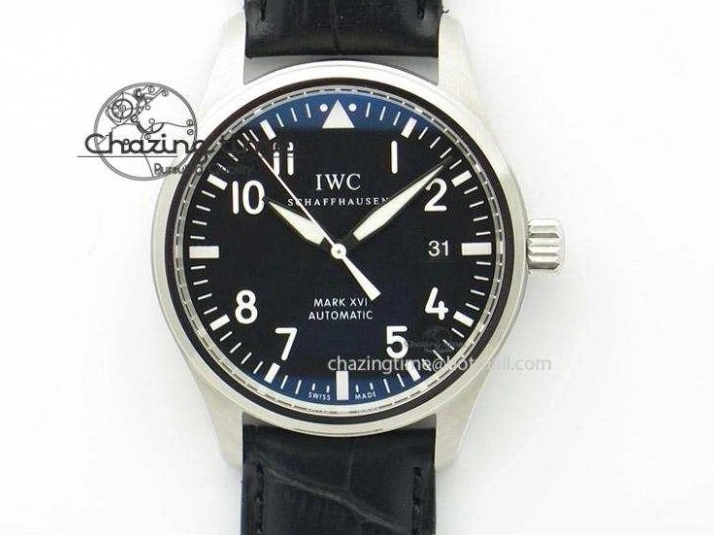 MIROTIME 0421 Vibrant Mark XVIII IW327001 SS M+F 1:1 Best Edition Black Dial on Black Leather Strap A 7055